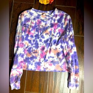 Elizabeth and James Purple and Pink Tie Dye Crewneck Sweatshirt Womens Size M